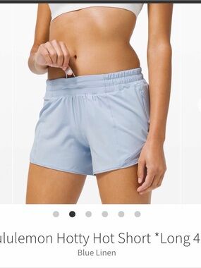 lululemon athletica Hotty Hot Low Rise Long 4" Shorts - Blue Linen